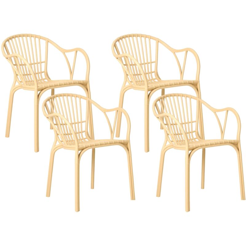 Beliani - Ensemble Moderne de 4 Chaises de Salle à Manger de Jardin Plastique Léger Résistant Beige Andora