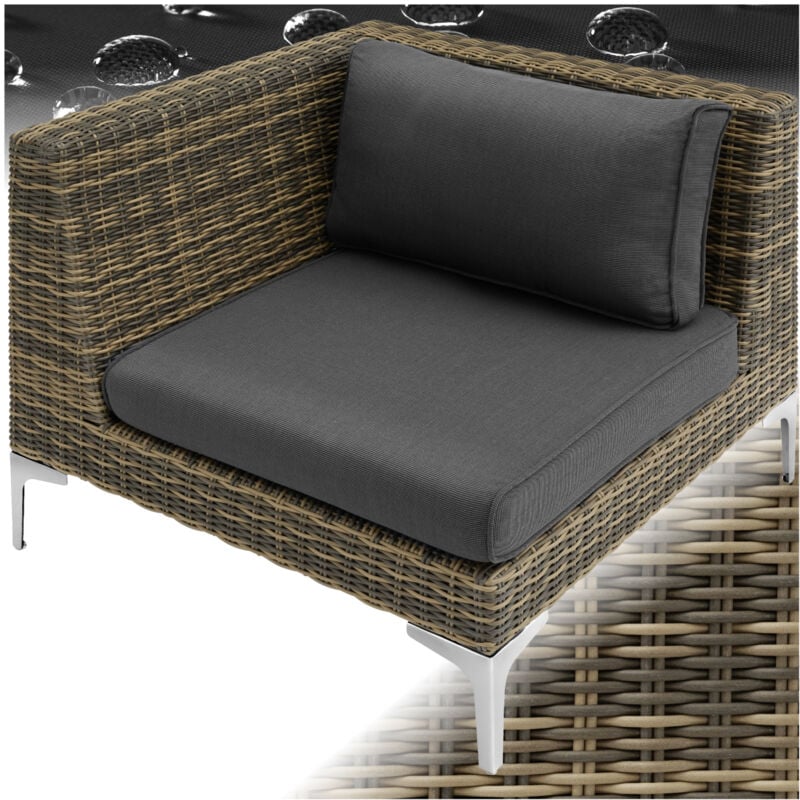 Ensemble modulable en rotin naturel coin droit structure en aluminium