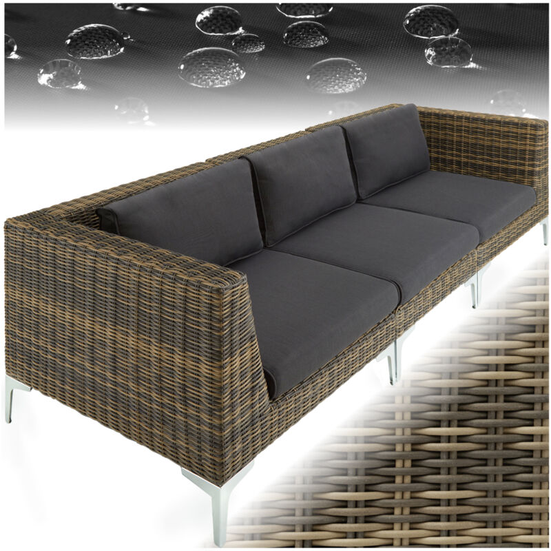 Ensemble modulable en rotin Villanova ensemble 2, 3 places aluminium -