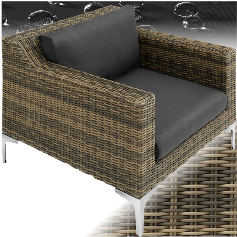 Tectake - Ensemble modulable en rotin Villanova fauteuil aluminium -