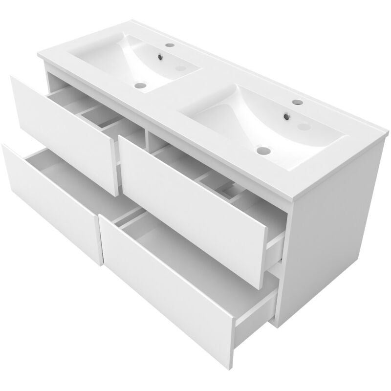 Acezanble - Ensemble meubles salle de bain 120cm double vasque + miroir Blanc