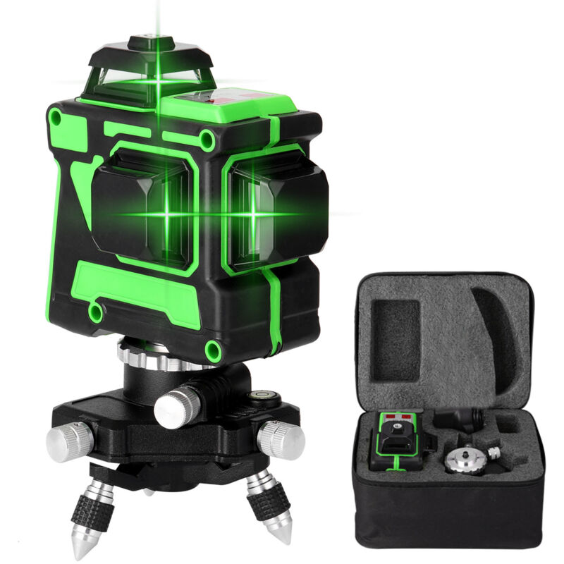 Outil de niveau laser 3D 12 lignes lignes horizontales verticales avec fonction d'auto-nivellement, 1 batterie