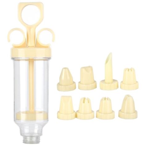Ensemble patisserie,Kit de 8 douilles à pâtisserie avec seringue à biscuits (couleur crème)