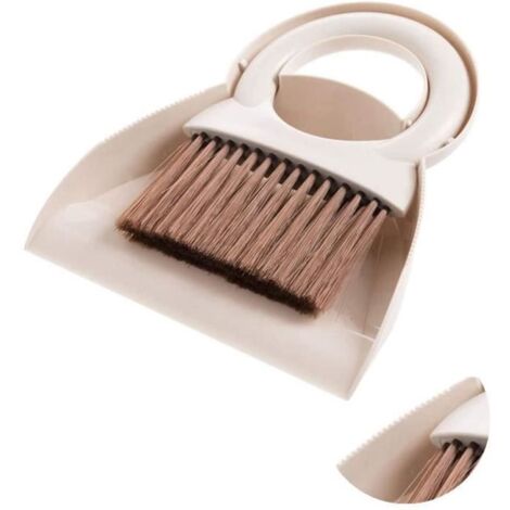 Ensemble Pelle et Brosse Outil de Nettoyage Avec Poignée Ronde Pelle à Poussière Pelle à Poussière Pour Domestique(Blanc)
