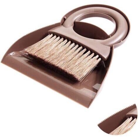 Ensemble Pelle et Brosse Outil de Nettoyage Multifonctionnel Mini Balayeuse Avec Poignée Ronde Pelle à Poussière Pelle à Poussière Poussière Pour Cuisine Domestique (marron)