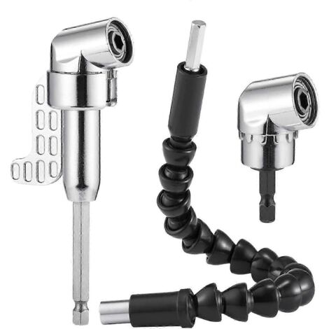 Ensemble perceuse d'angle et rallonge flexible pour tournevis, adaptateur de douille 1/4 pouce-AquaForge