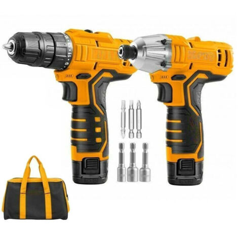 Ensemble Perceuse-visseule + Visseuse à Percussion 2 Batteries 12v Sac Et Accessoires