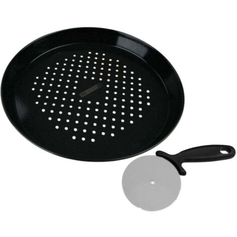 Ensemble plaque à pizza perforée 32 cm et roulette FM Professionnal