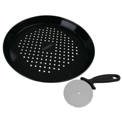 Ensemble plaque a pizza perforée et roulette - FACKELMANN PROFESIONAL - 32 cm