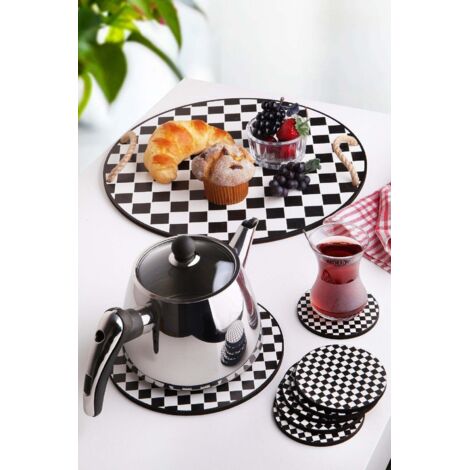 Ensemble plateau en bois et tapis en verre 8 pieces plt0230 88651257 88651257 88651257 88651257