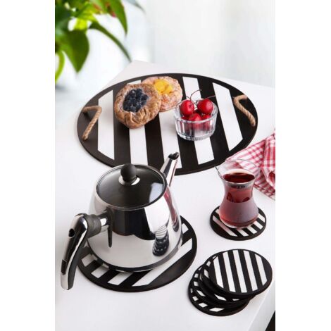 Ensemble plateau en bois et tapis en verre 8 pieces plt0231 88648953 88648953 88648953 88648953