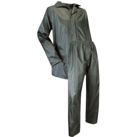 Ensemble de pluie veste et pantalon enduction PVC imperméable - AVERSE - Kaki