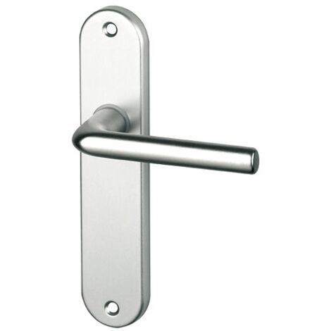 SOFOC Poignée de porte intérieure en Aluminium anodisé argent sur plaque BdC entraxe 165 mm, COURCHEVEL