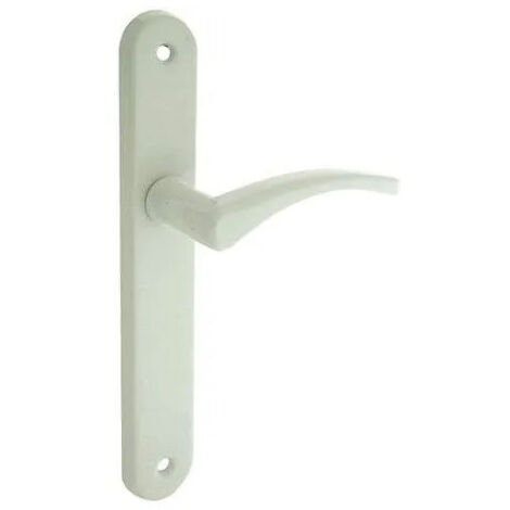 Ensemble poignée de porte avec plaque sans trou, alu blanc