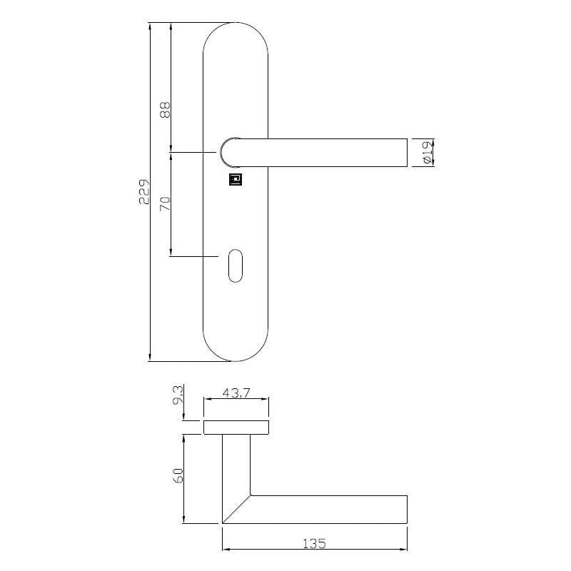 Ensemble sur plaques série jade 1394 type clé l finition inox Heracles B-INOX-SP15