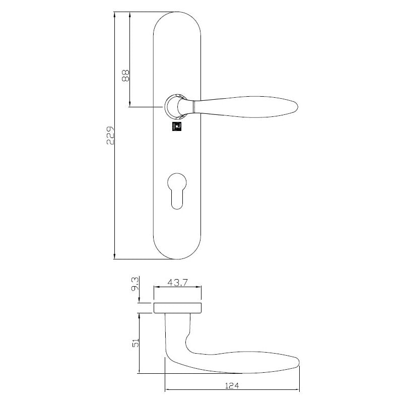 Heracles - Ensemble sur plaques série jade 1594 acier type clé i finition inox B-INOX-SP24