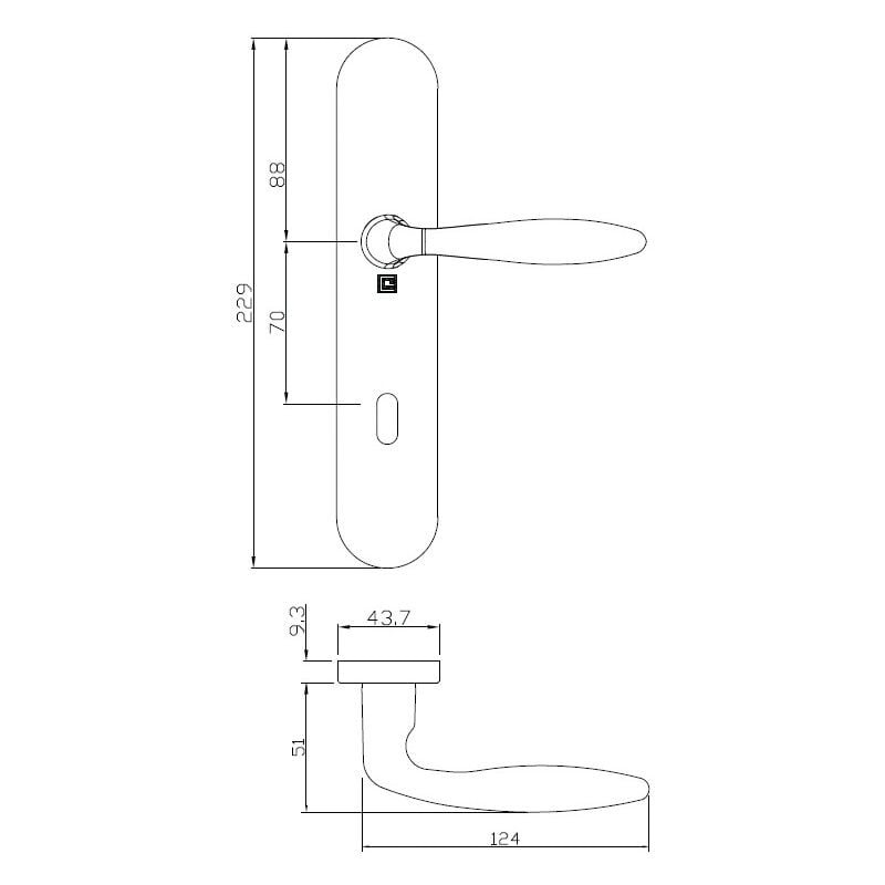Heracles - Ensemble sur plaques série jade 1594 acier type clé l finition inox B-INOX-SP23