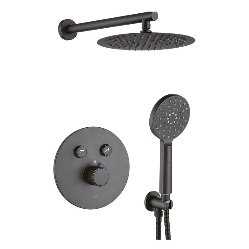 Mobilibrico - Colonne de douche Thermostatique encastrée, Volumo Couleur: Noir