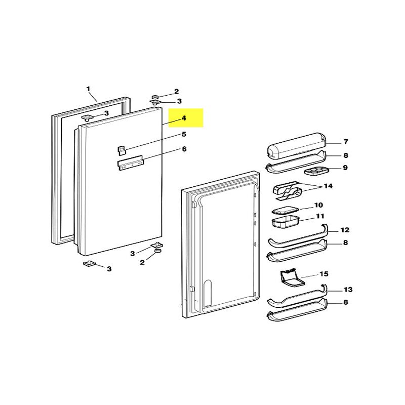 SCHOLTES ENSEMBLE PORTE BLANC/GMB/STYLE 534X1184X pour REFRIGERATEUR  - C00087322