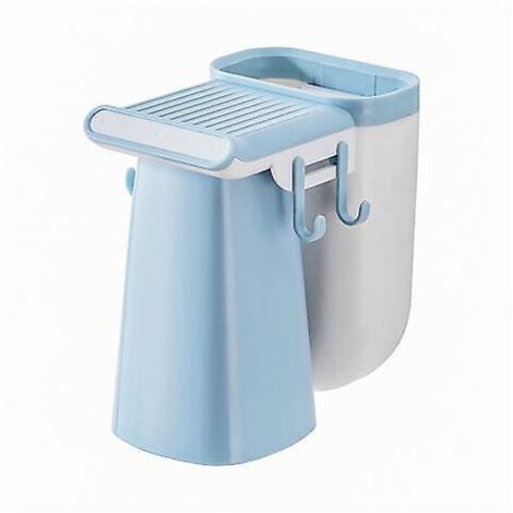 Ensemble porte-brosse à dents et porte-dentifrice magnétique mural sans perçage et gobelet pour bain de bouche, bleu