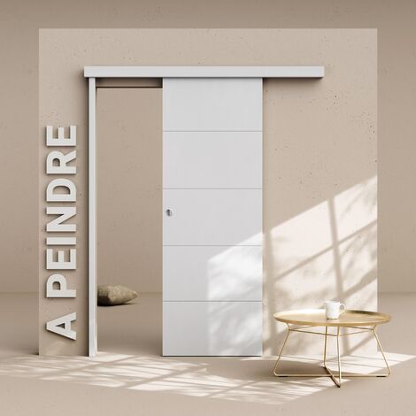 Ensemble porte coulissante Coulicool - Ligne prépeinte 73 cm - Avec butée