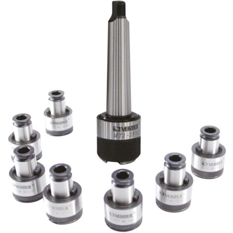 Ensemble porte-outils de taraudage à serrage rapide raccord CM4 y comprise 7 douilles de taraudage de M3 à M12 Vertex VQT-812