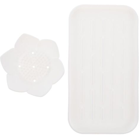 Ensemble porte-savon et porte-savon en silicone blanc pour salle de bain