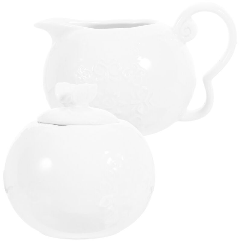 Ensemble pot à lait en céramique avec couvercle et cuillère - Service à café