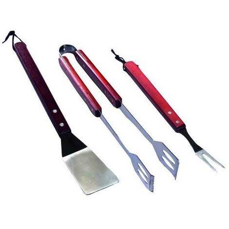 Ensemble pour barbecue Sandrigarden 3 pièces Manche en bois Accessoires en inox