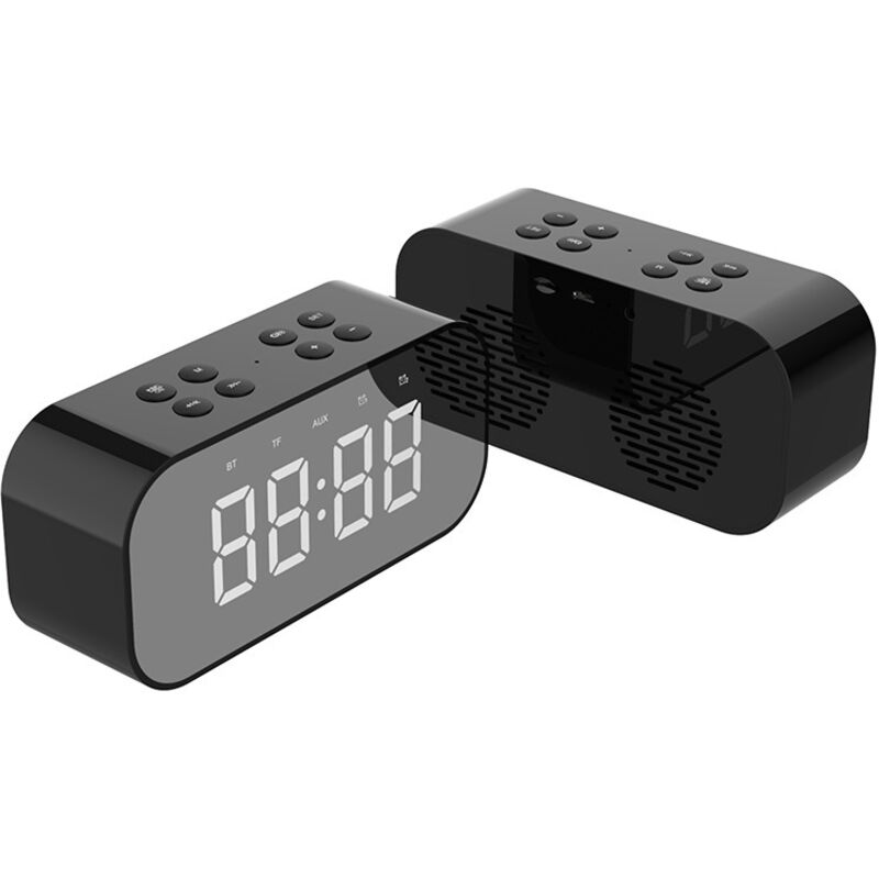 Ensemble Radio Réveil avec Veilleuse et Affichage LED, Horloge Numérique à Design Miroir Multifonctionnel pour Chambre, Maison & Bureau