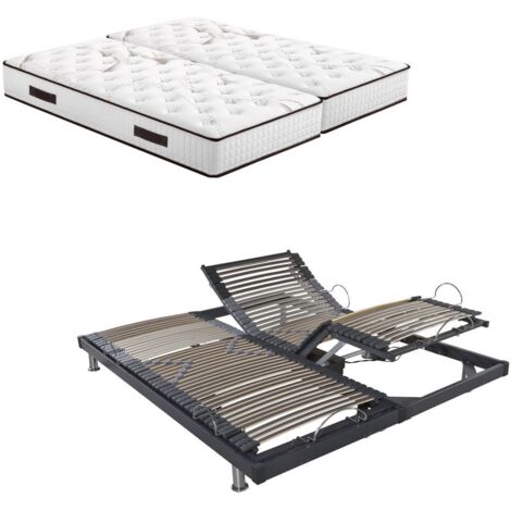 Ensemble relaxation S50 + Matelas Mousse Myriade - 5 zones - 2x90x200 - Gris