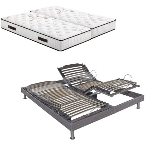 Ensemble relaxation S62 + Matelas Mousse Myriade - 5 zones - 2x80x200 - Gris