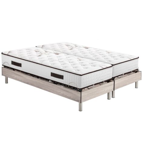 Ensemble relaxation S73+Matelas mousse Myriade 4 - 5 zones - 2x80x200 - Chêne clair