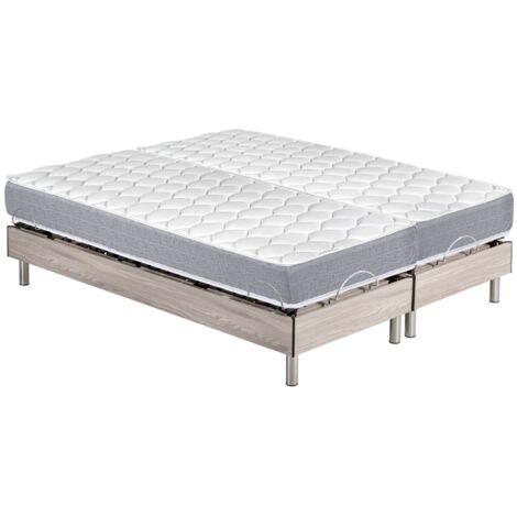 Ensemble relaxation S73+Matelas mousse Wave - 5 zones - 2x80x200 - Chêne clair