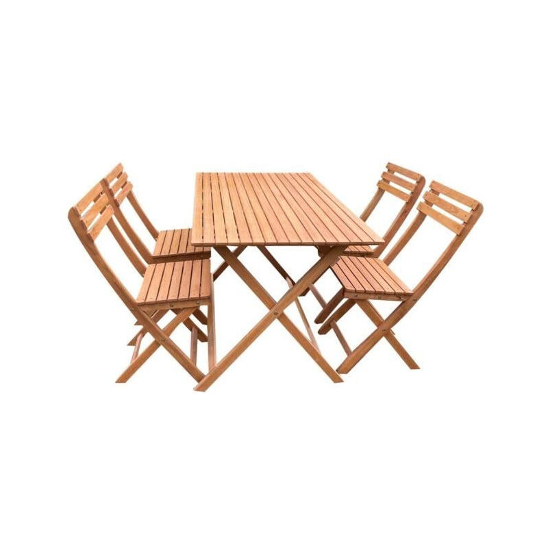 Ensemble repas de jardin en bois d'eucalyptus FSC - 4 personnes