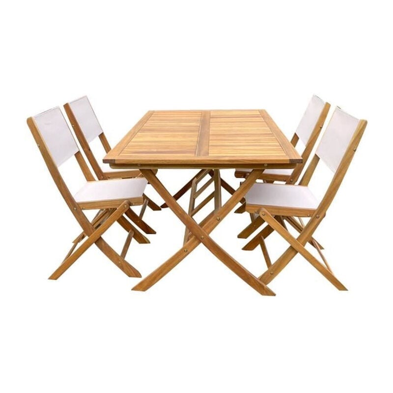 Ensemble repas de jardin en bois d'eucalyptus FSC - BANGGI - 4 personnes