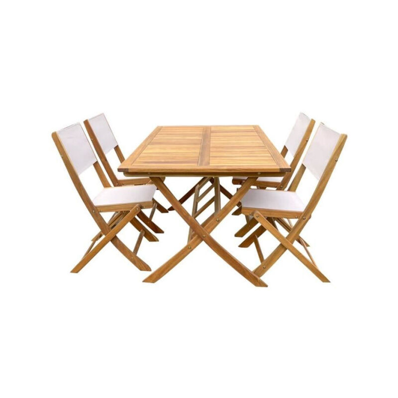 Sans Marque - Ensemble repas de jardin en bois d'eucalyptus fsc - banggi - 4 personnes