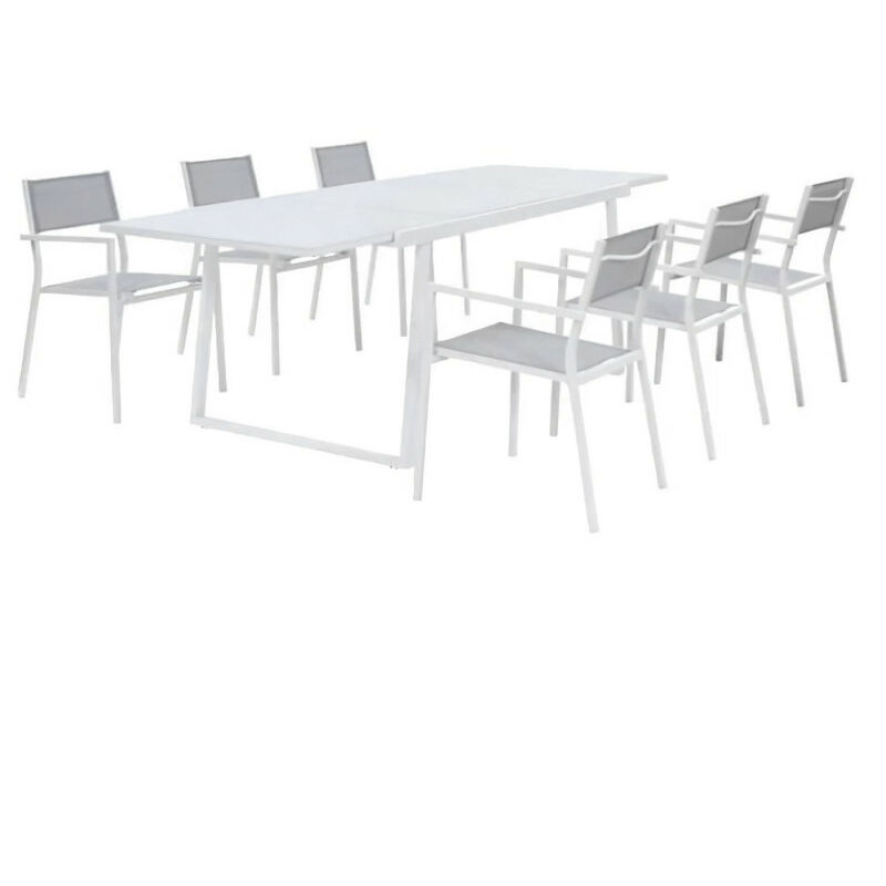 Ensemble repas de jardin table extensible 160 240 cm et 6 Ensemble repas de jardin extensible 6 à 8 personnes table