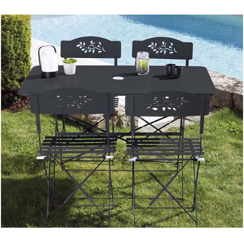 Venone - Ensemble table et chaises de jardin - 4 places - Gris Anthracite