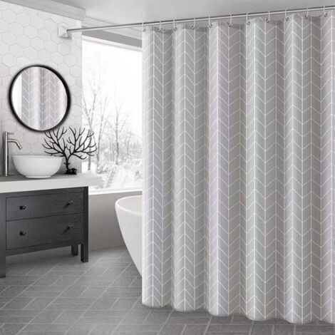 Ensemble Rideau de Douche à Partition - Moderne Abstrait Imperméable et Anti-Moisissure - Tissu Étanche