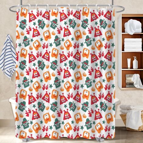 Ensemble rideau de douche polyester avec anneaux 180x180 Élégant voile de douche pour baignoire d’angle