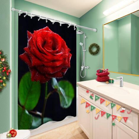 Ensemble rideau de douche polyester avec anneaux 180x180 Épais séparation douche pour maison secondaire