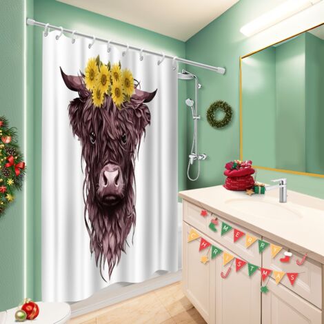 Ensemble rideau de douche polyester avec anneaux 180x180 Étanche rideau étanche pour les fêtes de fin d’année