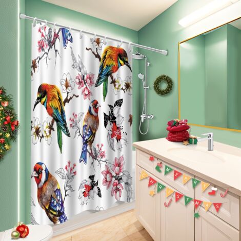 Ensemble rideau de douche polyester avec anneaux 180x180 Étanche rideau séchage rapide pour nouvelle déco pour la rentrée