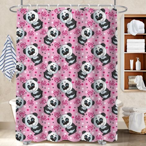 Ensemble rideau de douche polyester avec anneaux 180x180 lavable cache baignoire pour maison secondaire