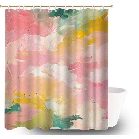 Ensemble rideau de douche polyester avec anneaux 180x180 lavable rideau imperméable pour un intérieur cosy et chaleureux
