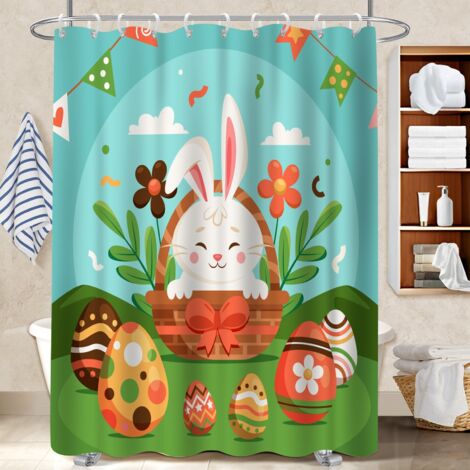 Ensemble rideau de douche polyester avec anneaux 180x180 lavable voile de douche pour un intérieur cosy et chaleureux