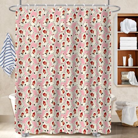 Ensemble rideau de douche polyester avec anneaux 180x180 léger rideau étanche pour baignoire d’angle