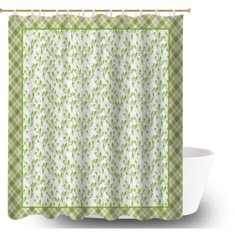 Ensemble rideau de douche polyester avec anneaux 180x180 léger rideau séchage rapide pour solution pour angle difficile