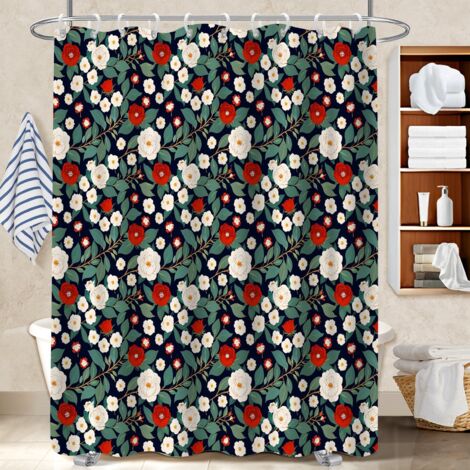 Ensemble rideau de douche polyester avec anneaux 180x180 montage sans perçage voile de douche pour personne à mobilité réduite
